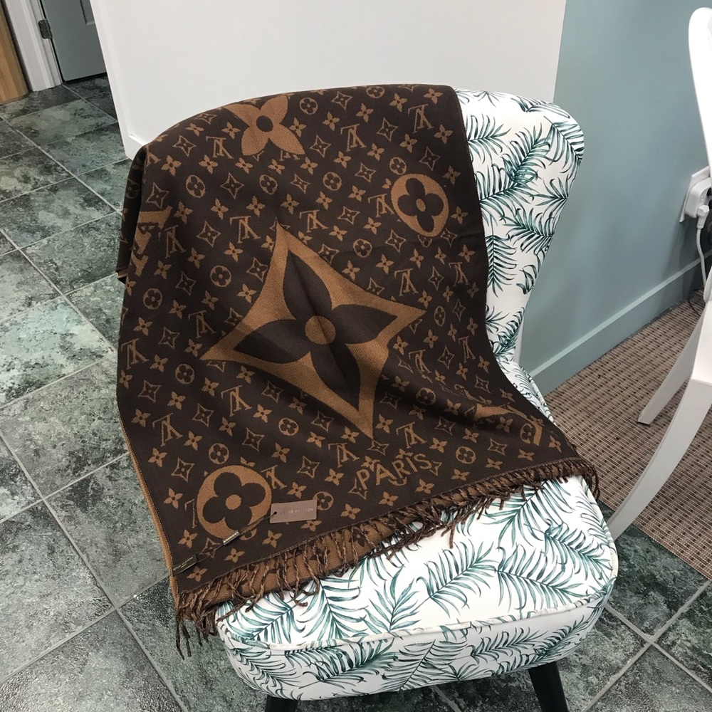 Designer-Inspired Brown Monogram Scarf Wrap
